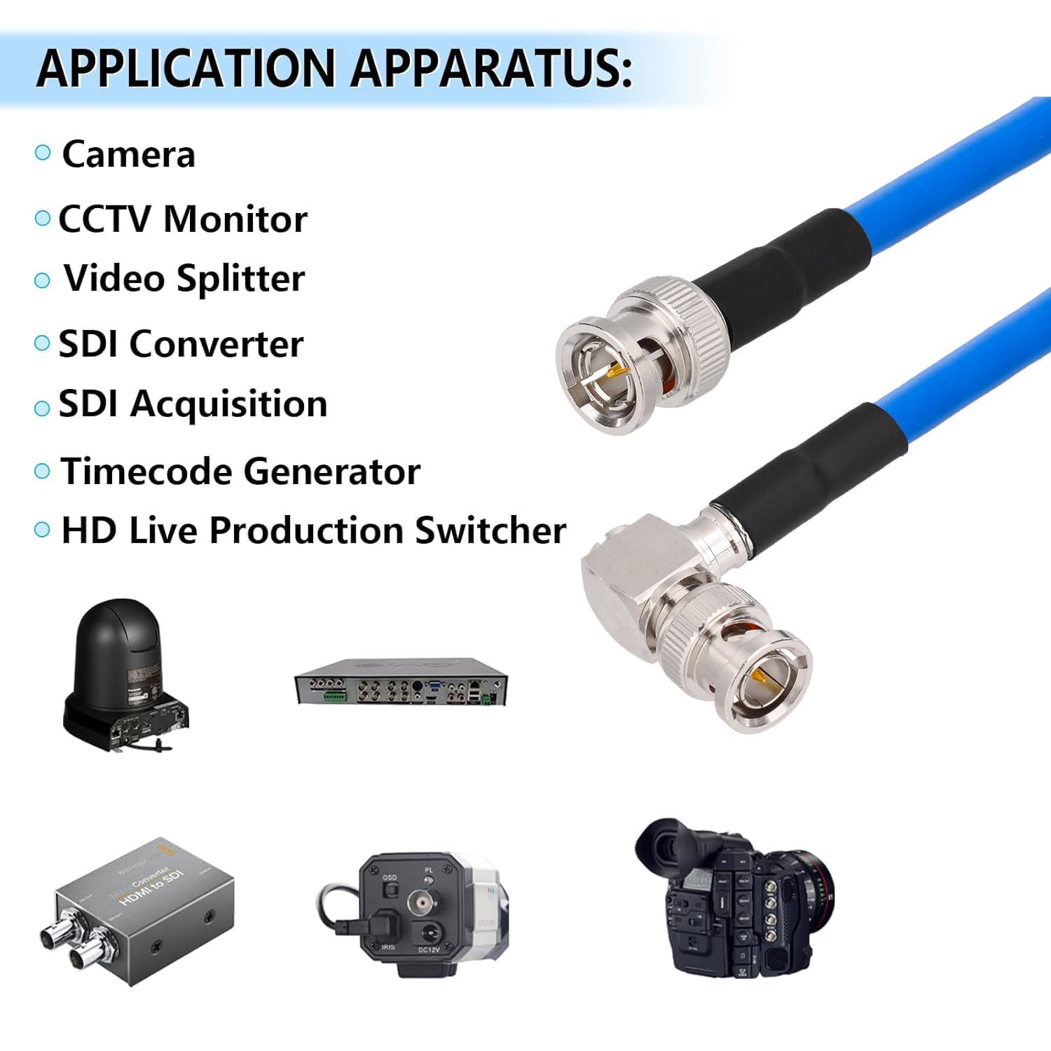 Superbat 3G/6G/12G SDI Cable Short Right Angle BNC Male to Male Belden 1694A Video Cable 75 Ohm BNC Jumper Supports HD-SDI/3G-SDI/4K/8K,for Cameras CCTV Monitor SDI Video Equipment