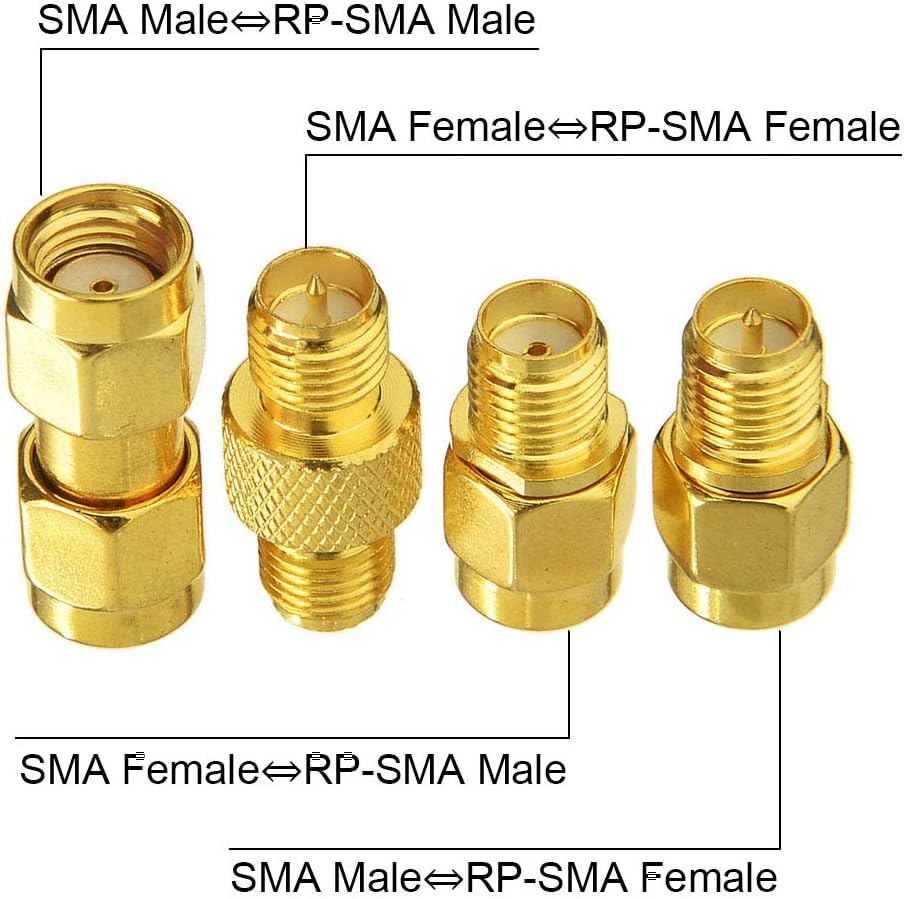 Superbat SMA Female/Male to RP-SMA Female/Male RF Coaxial Coax Adapter Connector Kit