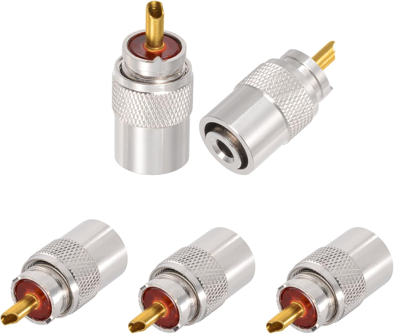Superbat PL259 Coax Connectors PL259 UHF Male Solder Coax Connector for RG8X RG58 LMR240 RG8 Coaxial Cable Compatiable with Ham Radio CB Antenna etc.5-Pack