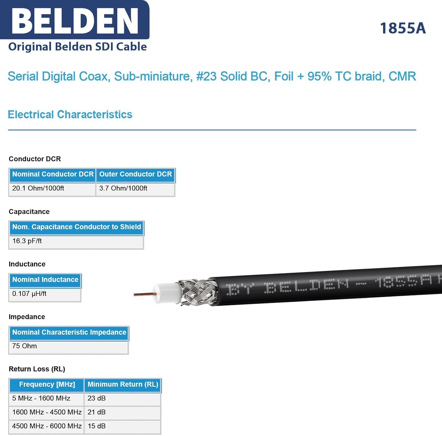 Superbat HDBNC to BNC Cable SDI BNC Male to HDBNC Male Cable Right Angle Belden 1855A, Support 3G/6G/12G-SDI,for Blackmagic Video Assist Monitor Camera Video Switcher 2-Pack