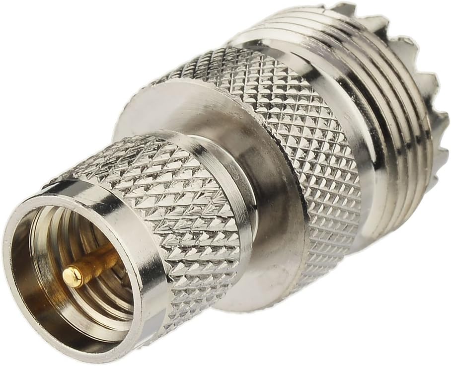 Superbat Mini UHF Male to UHF Female Connector 2-Pack Pl259 Coax Adapters Mini uhf to SO-239 for Radios Model SM-50 SM-120, Radius, Maxtrac ect.
