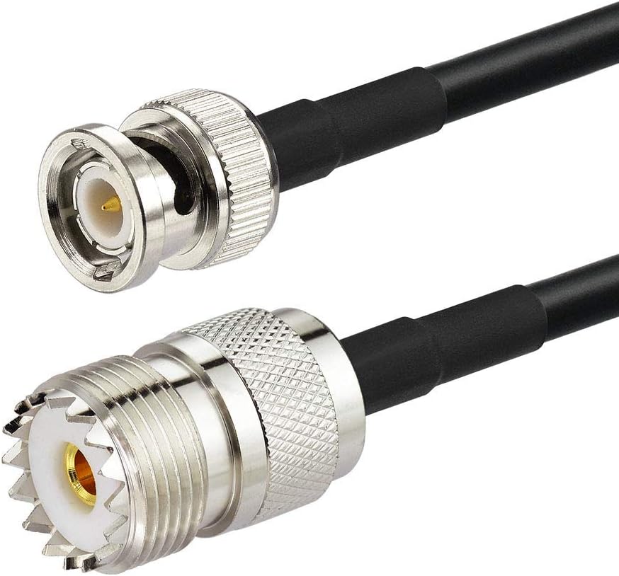 SUPERBAT BNC Male to SO239 RG58 Cable,UHF Female Jack to BNC Male Plug Adapter Jumper Cable for VHF Radio Mobile to Base Antenna scanners,12 Inch,2 Pcs