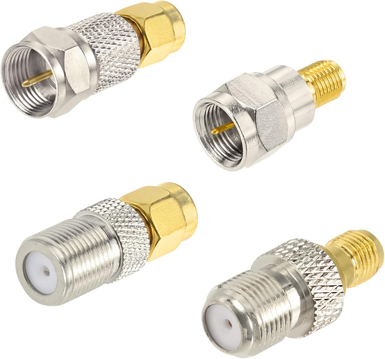 Superbat SMA to F Coax Adapter SMA Male/Female to F Male/Female Coaxial Cable Connector for HD Antenna TV Radio RG6 Cable etc. 4pcs