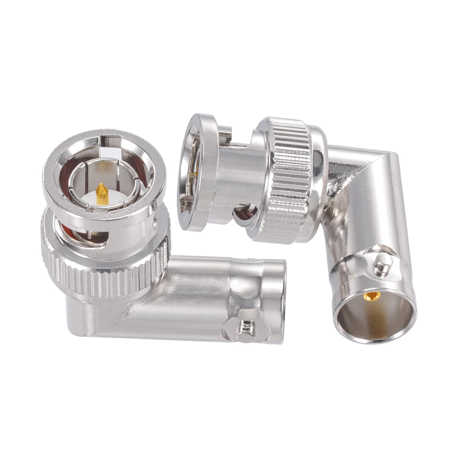 Superbat BNC Male to Female Adapter 75 Ohm BNC Right Angle Connector for 3G/6G HD SDI Cable Switcher CCTV Video Transmitter Camera System 2-Pack