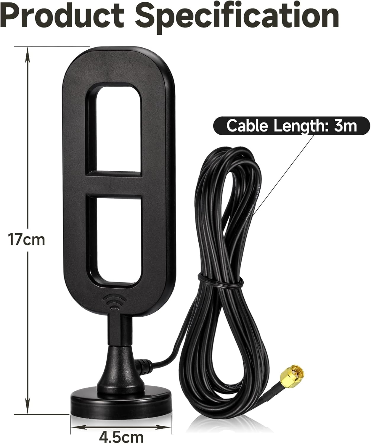 Superbat 4G LTE External Magnetic Antenna Omni Directional 8dBi SMA Male Antenna for AT&T Verizon T-Mobile Cellular Router Modem Extended Receiver Stealth Cam etc.