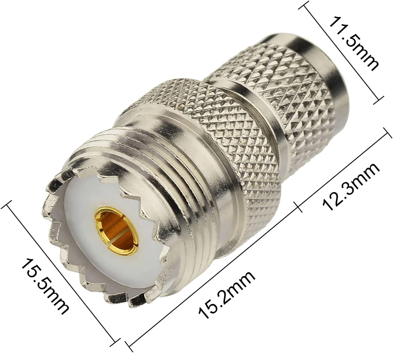 Superbat Mini UHF Male to UHF Female Connector 2-Pack Pl259 Coax Adapters Mini uhf to SO-239 for Radios Model SM-50 SM-120, Radius, Maxtrac ect.
