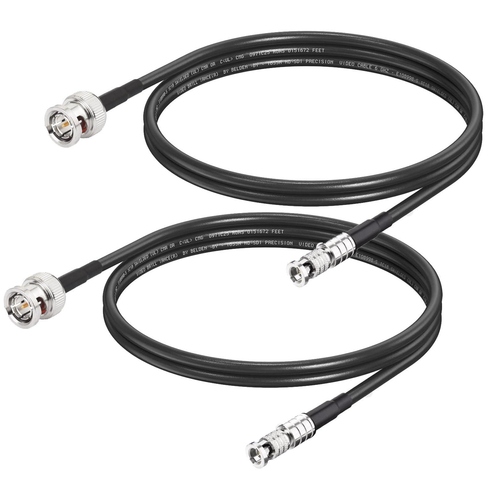 Superbat 75-Ohm BNC Female to HDBNC Male Cable Belden 1855A,3G/6G/12G-SDI Support, for Blackmagic Video Assist Monitor Professional Cameras and Video Switchers (12inch,2-Pack)