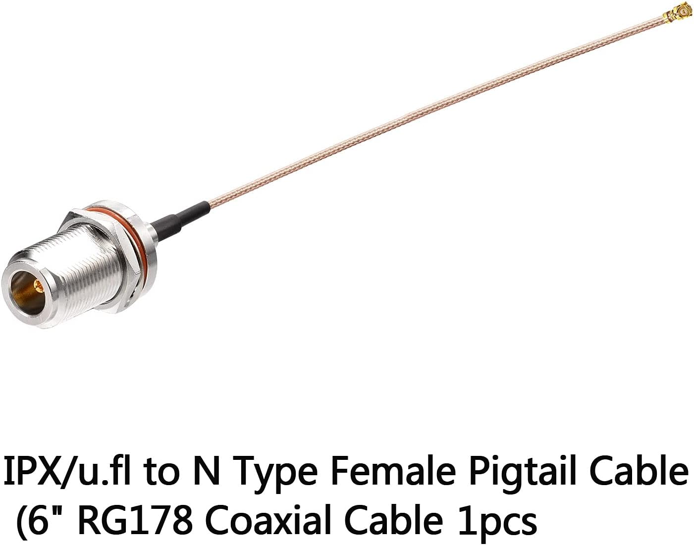 wlaniot IPX/u.fl to N Type Female Pigtail Cable (6" RG178 for PCI WiFi Card Wireless Router Gateway External Antenna etc.