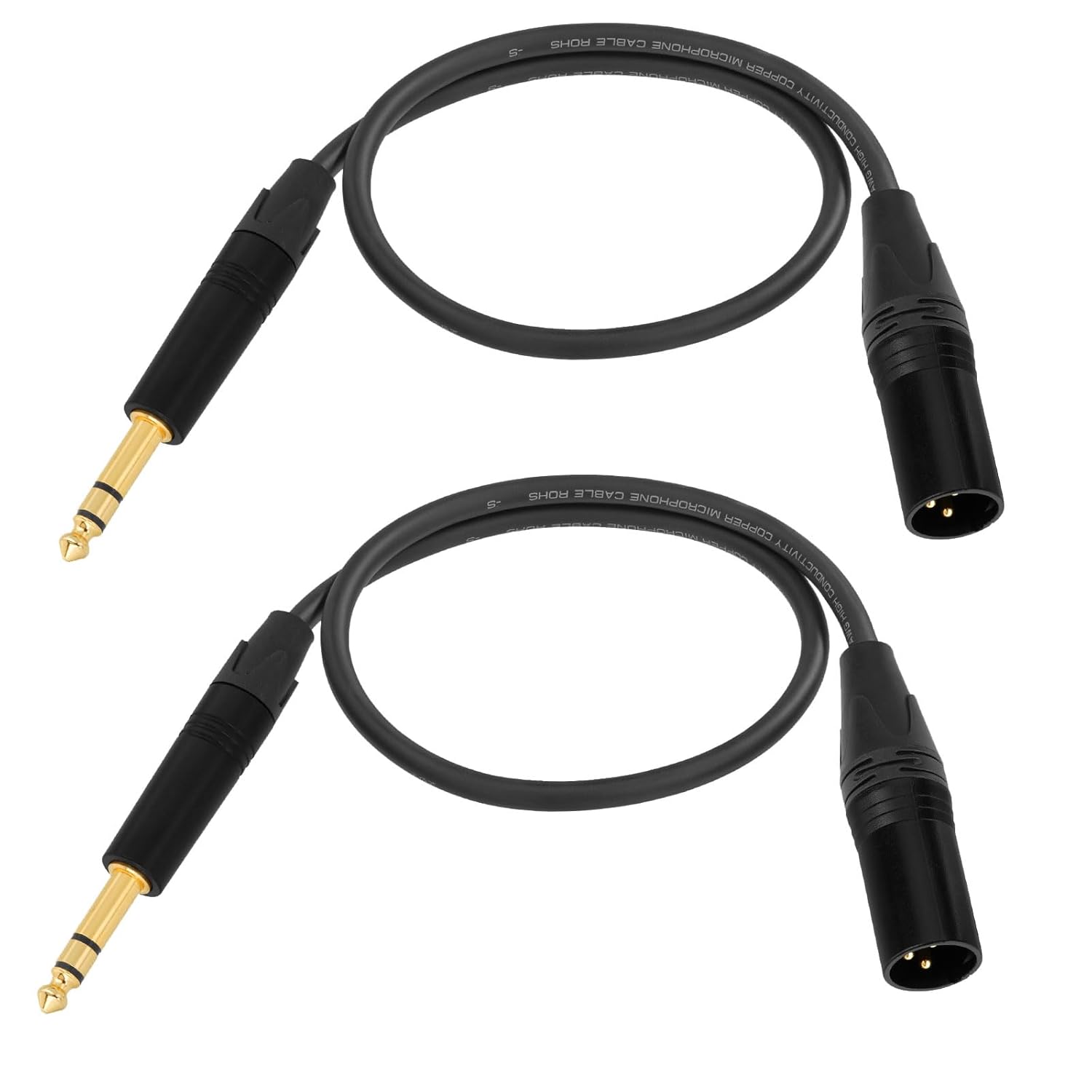 Superbat Balanced TRS to XLR Cable 2ft XLR Male to 1/4 TRS Male Stereo Audio Cable Belden 1813A Shielded for Bass Guitar, Microphone, Speaker,Noise-Free Pro Audio 2-Pack