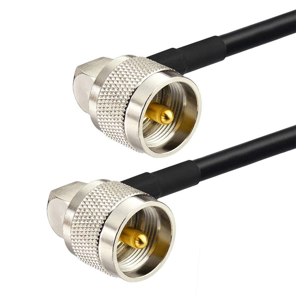 Superbat CB Coax Cable 2ft UHF Pl259 Male to Male Right Angle RG58 Coax Cable PL-259 Jumper for HAM CB Radio, Antenna Analyzer, Tunner, Dummy Load, SWR Meter 2-Pack