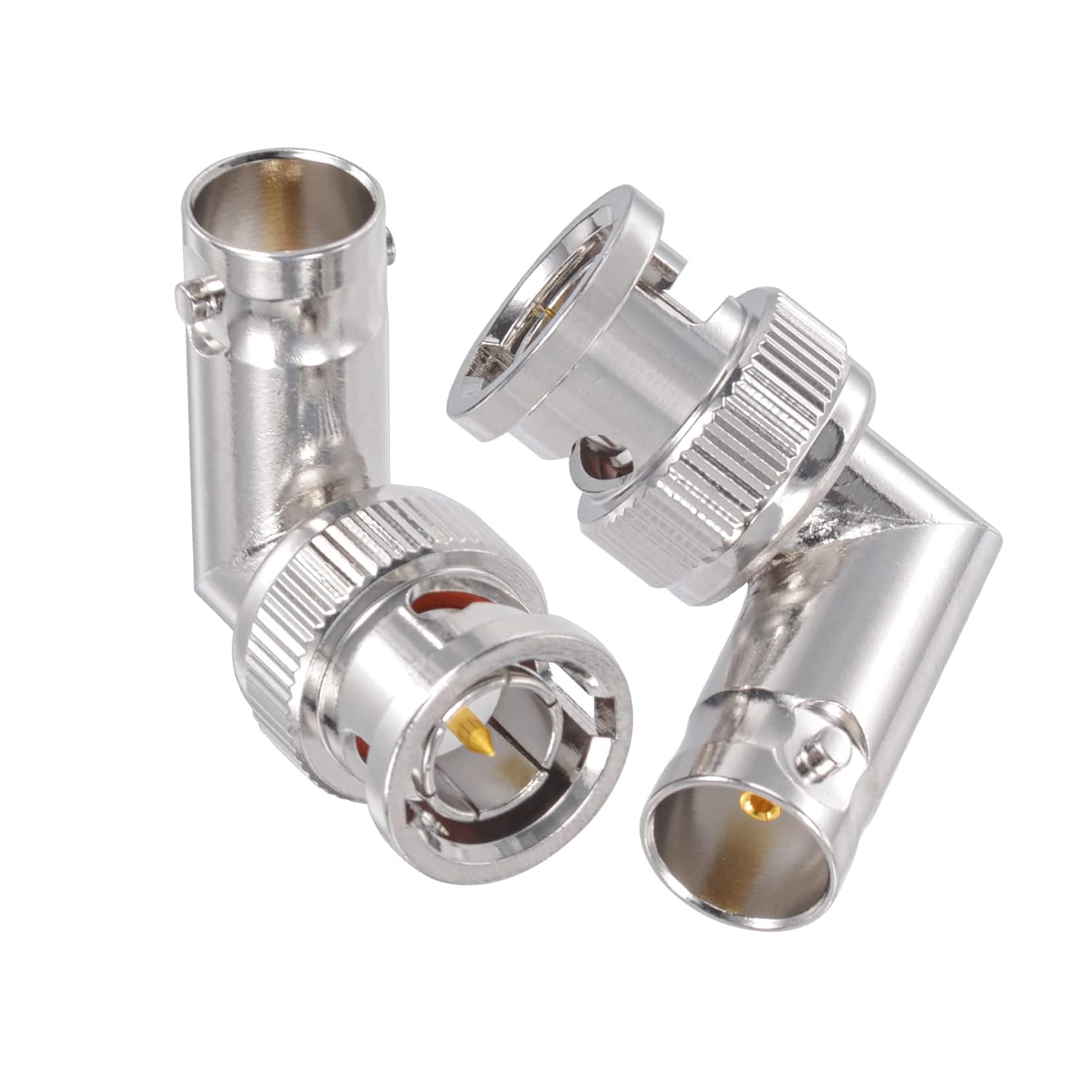 Superbat BNC Male to Female Adapter 75 Ohm BNC Right Angle Connector for 3G/6G HD SDI Cable Switcher CCTV Video Transmitter Camera System 2-Pack