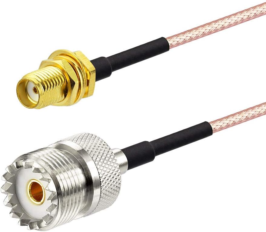 Superbat Coax UHF Female SO-239 to SMA Female Adapter Extension Cable RG316 12" for Baofeng CB Radio Handheld Walkie Talkie 2pcs