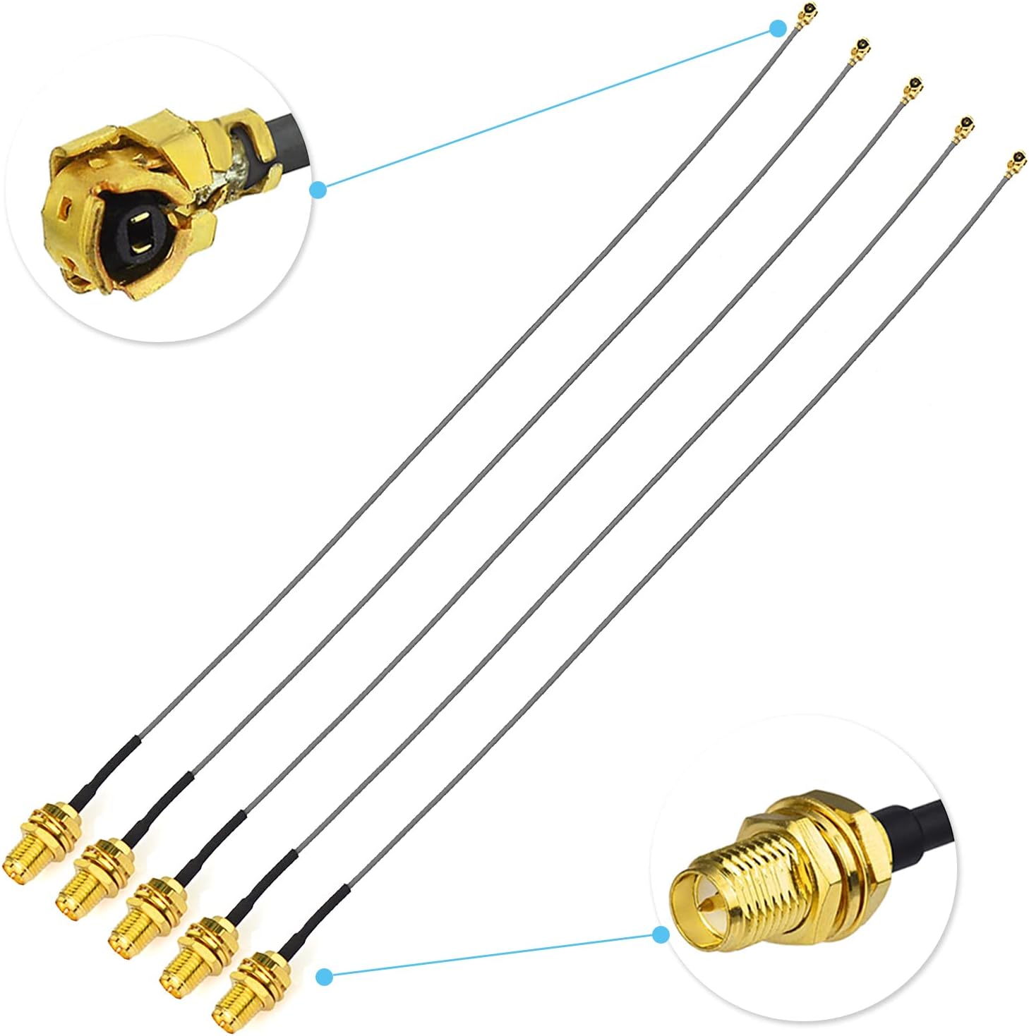Superbat U.FL to RP-SMA Pigtail 12inch RP SMA Female to UFL/IPEX Cable for Wireless Routers Mini PCIe Cards Network PCI WiFi External Antenna Mod Tmobile Gateway 5-Pack