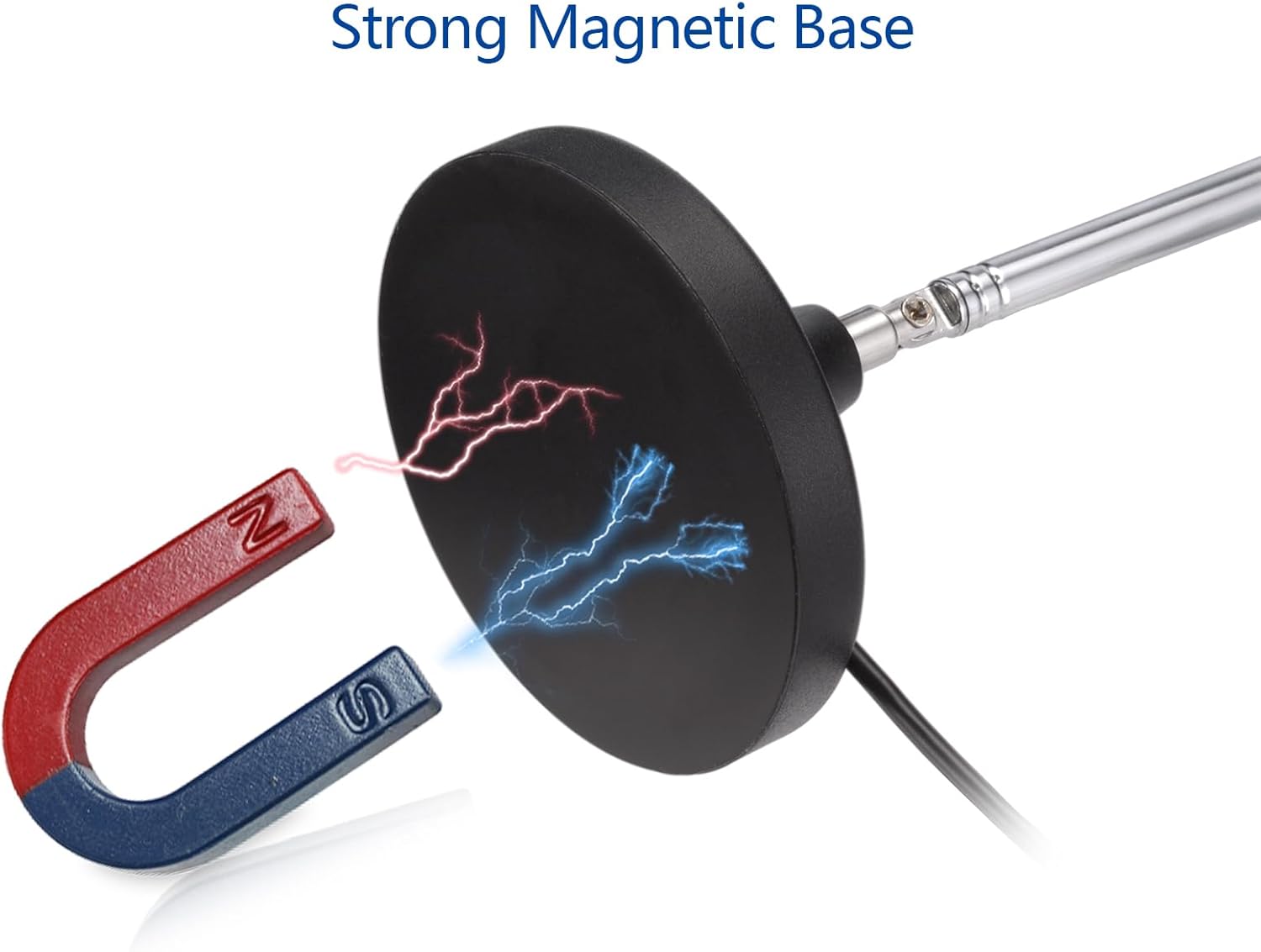 SUPERBAT Strong Magnetic Base Portable Telescopic FM Radio Antenna with 10ft Extension Cable for Yamaha Marantz Pioneer Onkyo Sherwood FM Radio Tuner AV Audio Bluetooth Home Theater Stereo Receiver