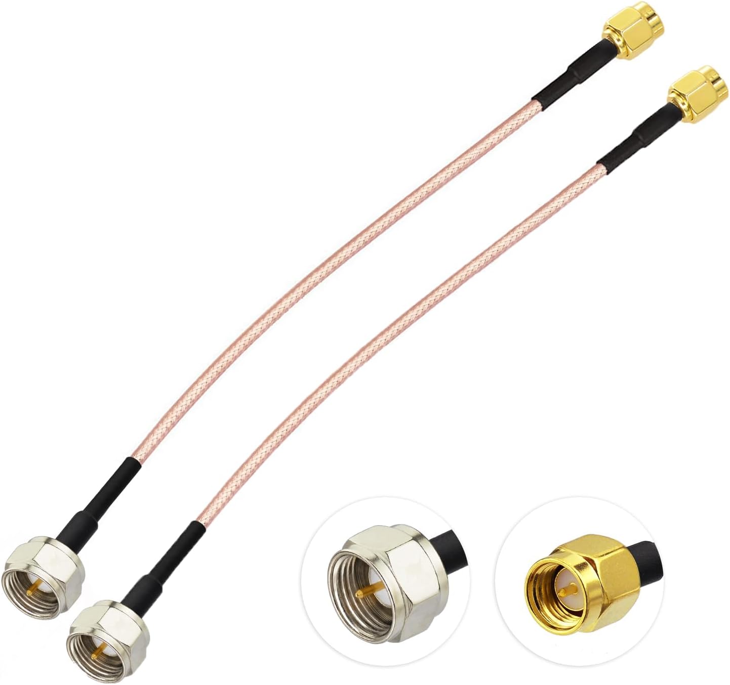 Superbat F Type Male to SMA Male Adapter Jumper 50 Ohm RG316 Coax Cable 6inch (2Pcs) for RF Applications, SDR RTL-SDR, TV Coax Cables etc.