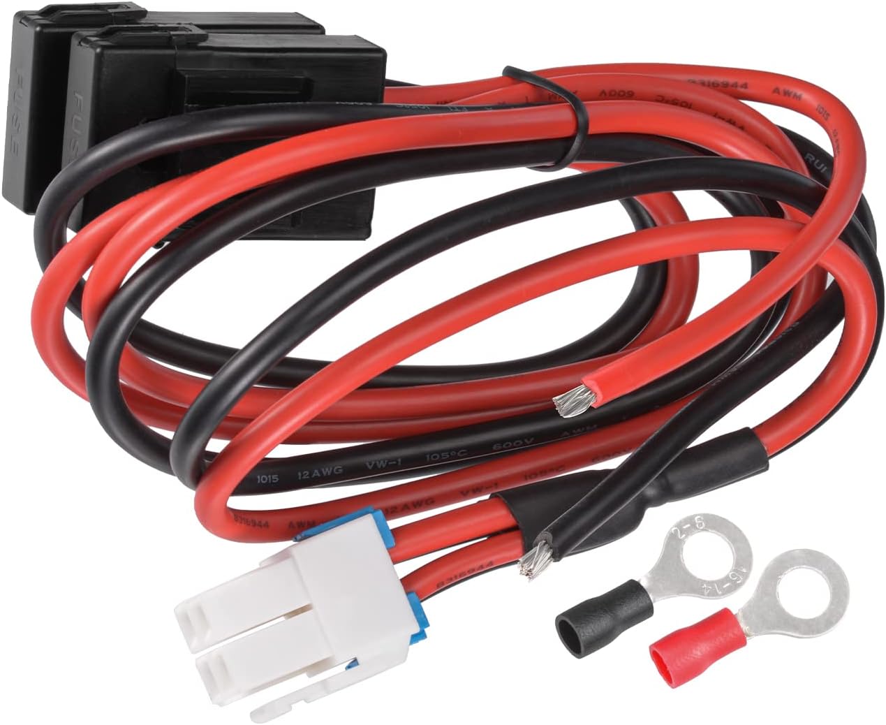 Superbat DC Power Supply Cable 4-Pin 12 AWG 12V 30A Short Wave Power Supply Cord Cable Adapter Fuse Wire for Yaesu Icom Radios