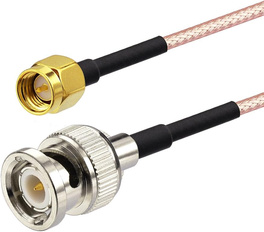 SUPERBAT SMA to BNC Cable Pigtail + Right Angle SMA to BNC Jumper (3ft, 2Pcs) for VHF/UHF Radios and SDRs