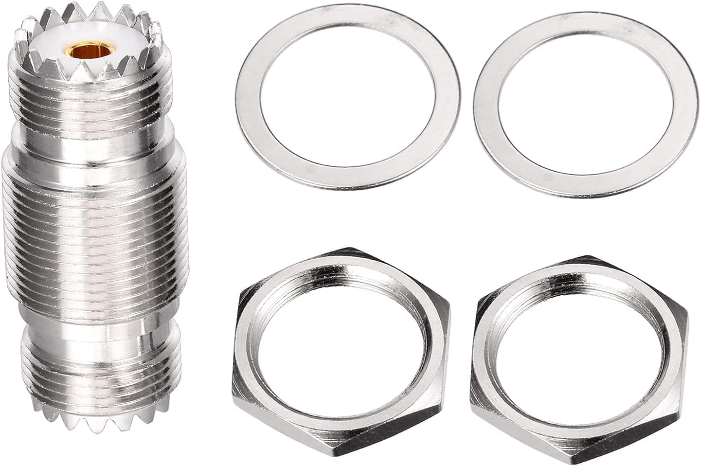 Superbat SO-239 Bulkhead Connector UHF Female Nut Bulkhead Panel Mount Connector, SO239 to SO 239 Adapter for J Pole Antenna 1/4 Wave Antenna etc. 2pcs