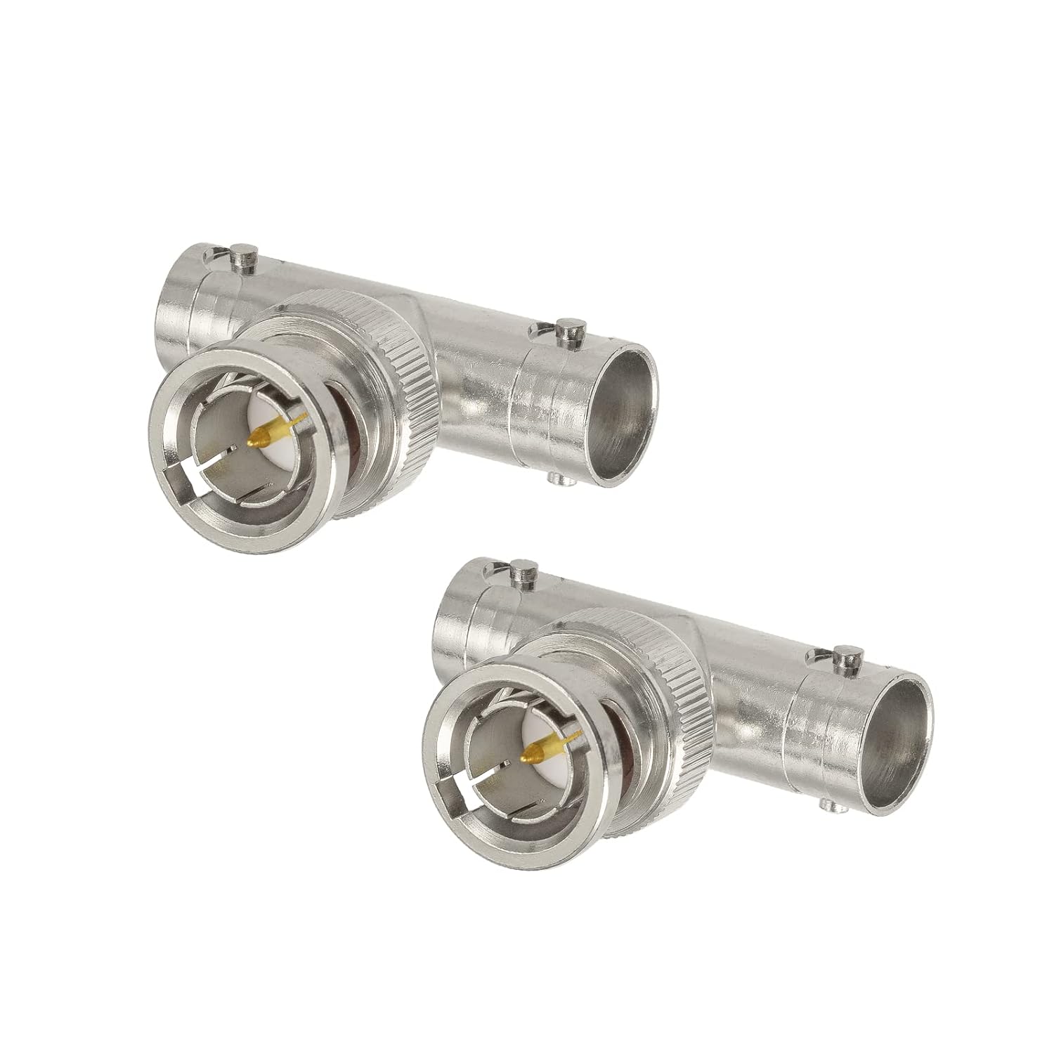 Superbat BNC Splitter Adapter 75 Ohm Male to Dual Female Splitter 1 in 2 Out for SDI HD-SDI Scope CCTV Security System Monitor Connector - 2pcs