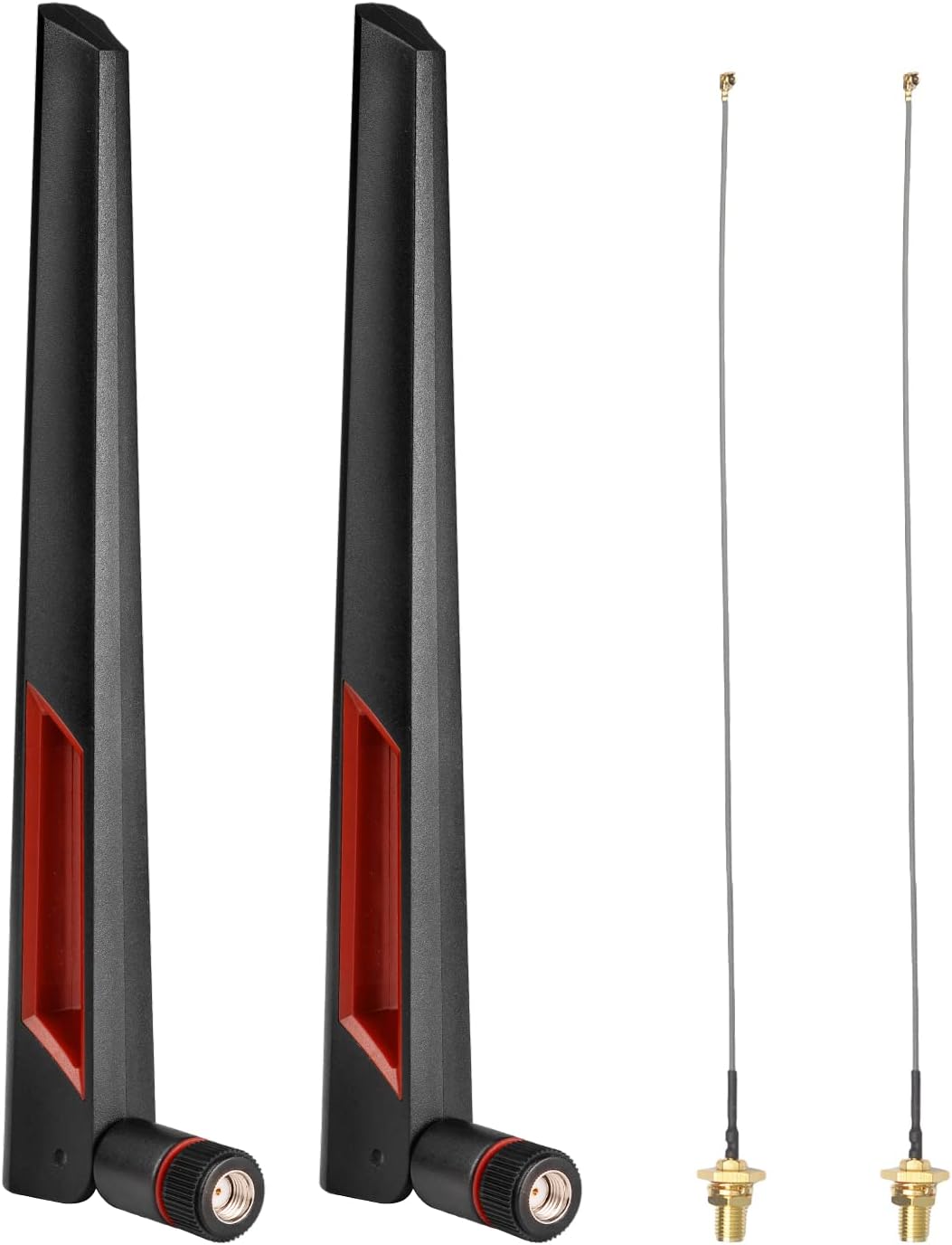SUPERBAT 8dBi WiFi Antenna 2.4GHz 5GHz 5.8GHz Dual Band RPSMA Antenna + 15CM U.fl/IPEX to RP-SMA Pigtail for Mini PCIe Card Wireless Routers, PC Desktop, Repeater, FPV UAV Drone 2pcs