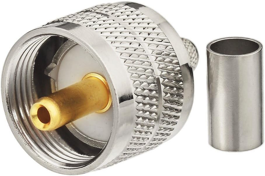 wlaniot PL259 Crimp Connectors UHF Male RF Coax Connector PL-259 Solder Crimp Connectors Compatible with RG58 RG142 RG400 LMR-195 RG303 RG141 Low Loss Coaxial Coax Jumper Cable