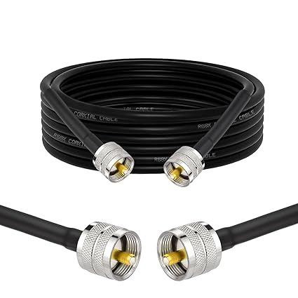 Superbat  RG8x Coaxial Cable, Male to Male PL259 Connectors, Low Loss, Waterproof, Perfect for CB Ham Radio, Antenna Analyzer, Jeep Wrangler CB Installation