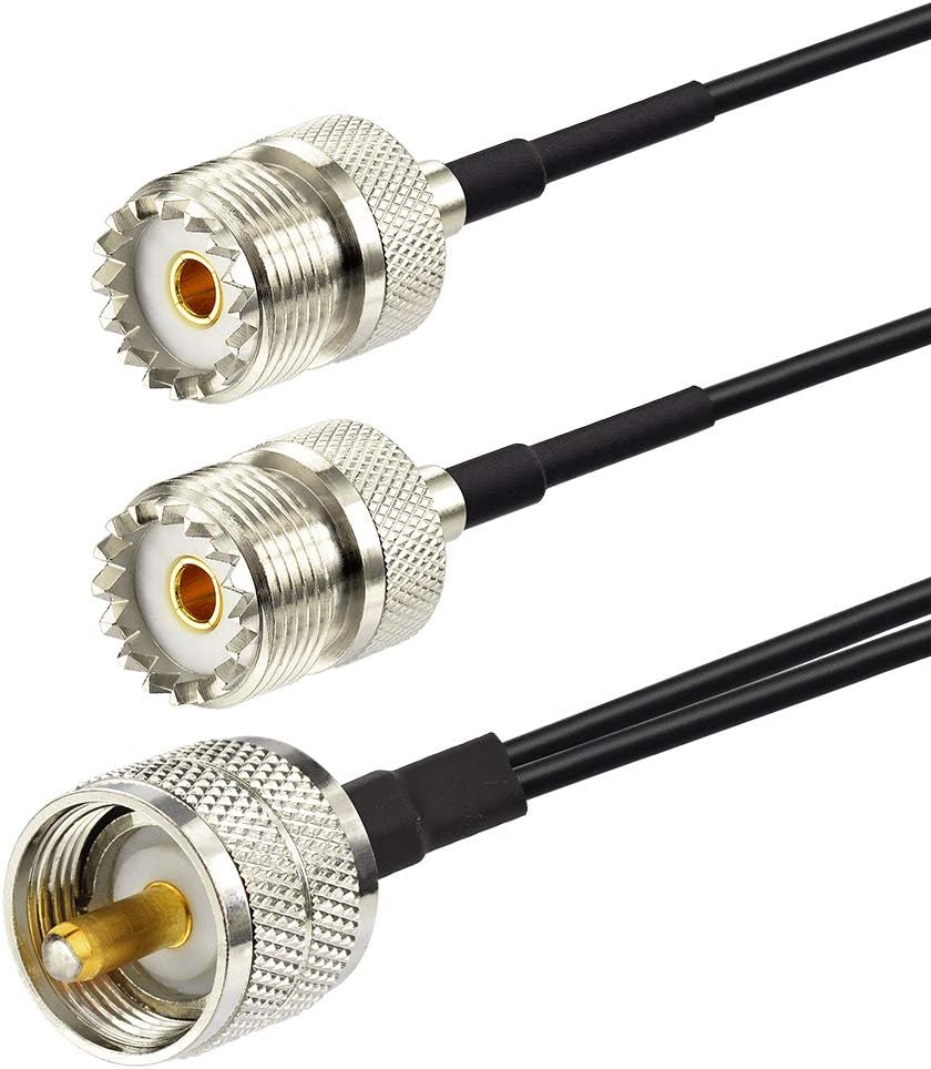 Superbat PL-259 Splitter Cable Pl259 to Dual SO239 Low Loss Splitter Cable (12 Inch RG174) for HAM Radio CB Radio Antenna Analyzer Dummy Load SWR Meter