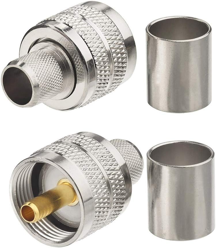 wlaniot PL259 Crimp Connector PL-259 Plug Male Connector pl259 pl-259 UHF Male Solder Connector for LMR-400 RG-213 CB Ham Radio Antenna 2pcs