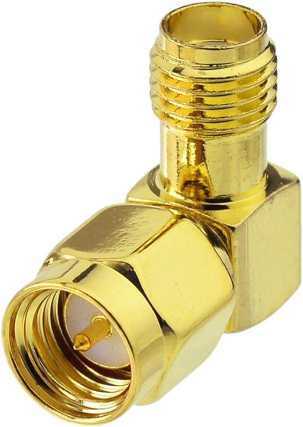 SUPERBAT SMA Adapter 90 Degree,5pcs SMA Male to Female Right Angle Coax Adapter for Radio RTL-SDR FPV Antenna Transmitter LTE Router etc.