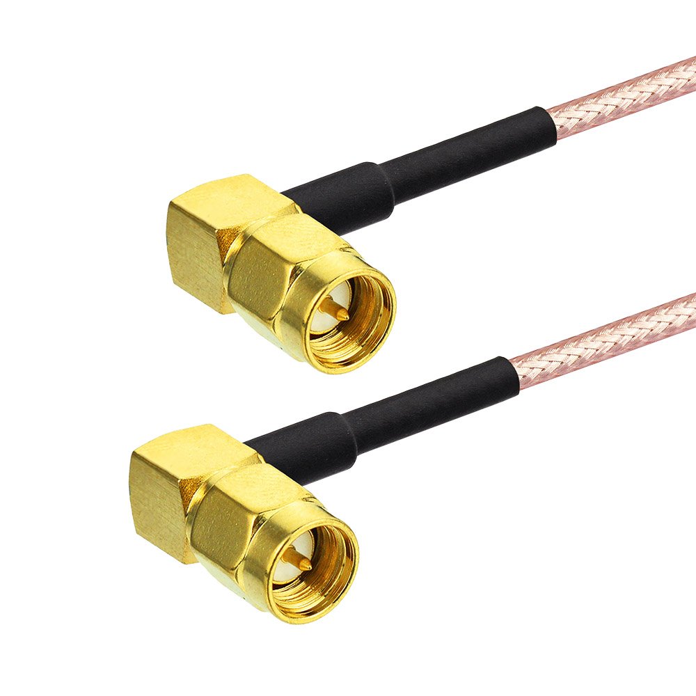 SUPERBAT SMA Extension 3ft Male to Male Right Angle Connector RG316 Cable Jumper for FPV Antenna Router WiFi Network Analyzer etc. 2-Pack