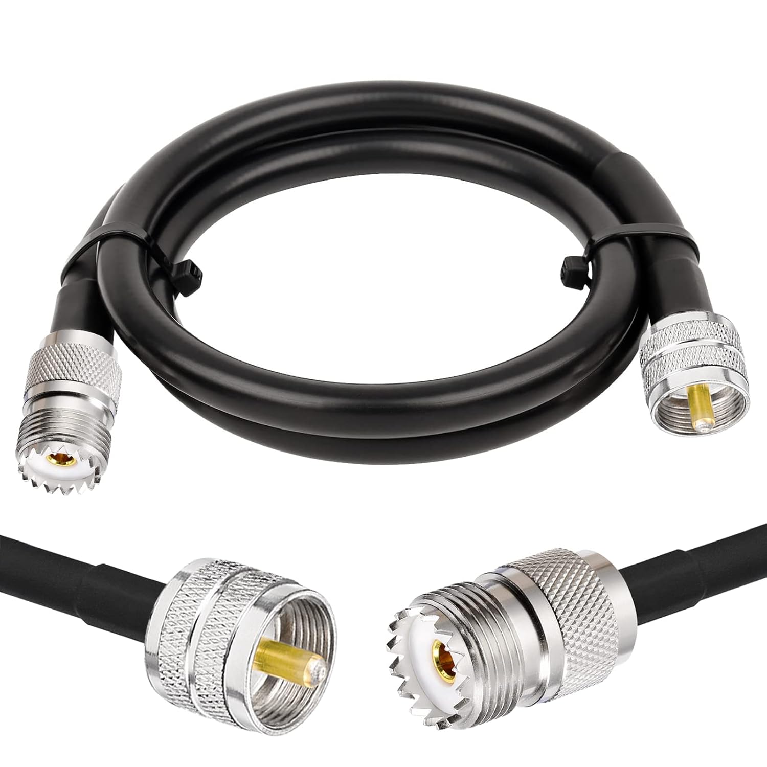 Superbat CB Coax Cable 3ft RG8X Coaxial Cable UHF SO239 Female to PL259 Male Jumper for Ham Radio Duplexer Tuner Dummy Load SWR Meter Switch Monitor etc.