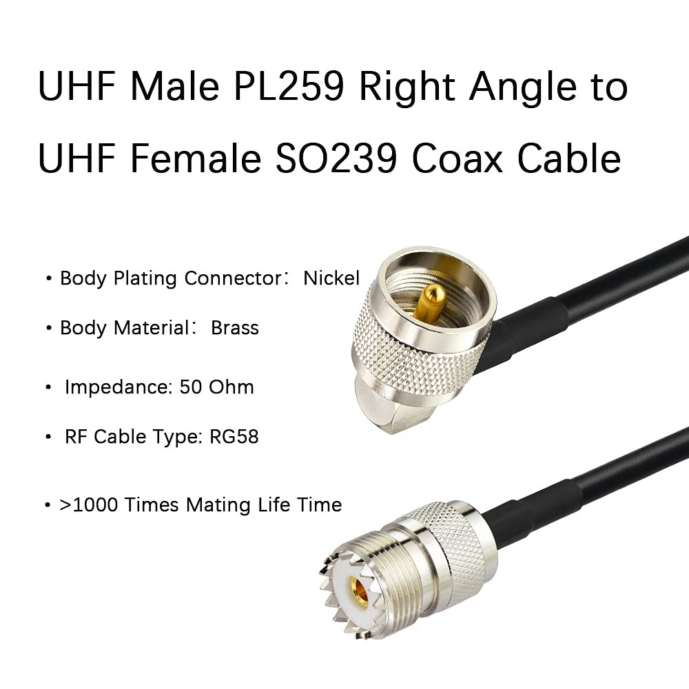 Superbat CB Antenna Cable 12inch UHF PL259 Male to SO239 Female RG58 Antenna Extension Coax Jumper Cable for Radio Antenna Scanner Antenna Analyzer Dummy Load SWR Meter etc. 2pcs