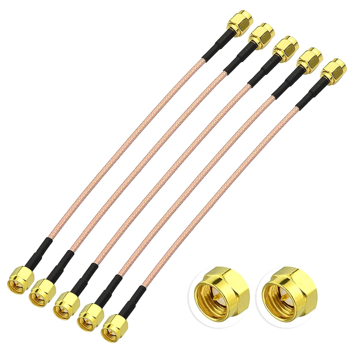 Superbat SMA Coax Cable - SMA Male to SMA Male Connector - 6 Inch RG316 Coaxial Cable Jumper for 3G 4G LTE WiFi Antenna Router RTL SDR Dongle Analyzer - 5-Pack