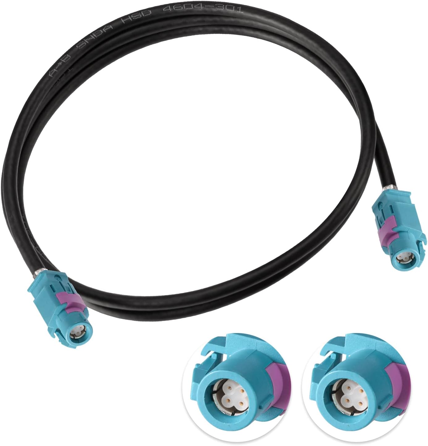 Superbat Fakra HSD LVDS Adapter 3ft Wiring Harness HSD 535 4-Core Cable Fakra Z Female Connector for USB Wire Vehicle Transmission Screens etc.