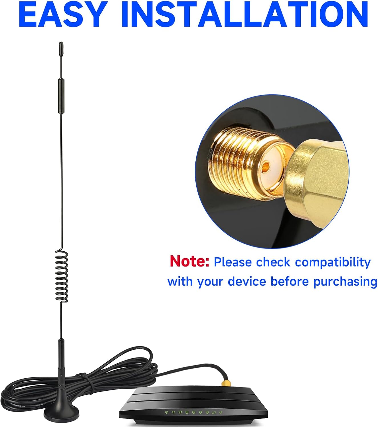 Superbat 4G LTE Antenna 7dBi Magnetic SMA Male Cellular Antenna 2-Pack for 4G LTE Wireless CPE Router Hotspot Cellular Gateway Industrial IoT Router Game Camera Security Camera