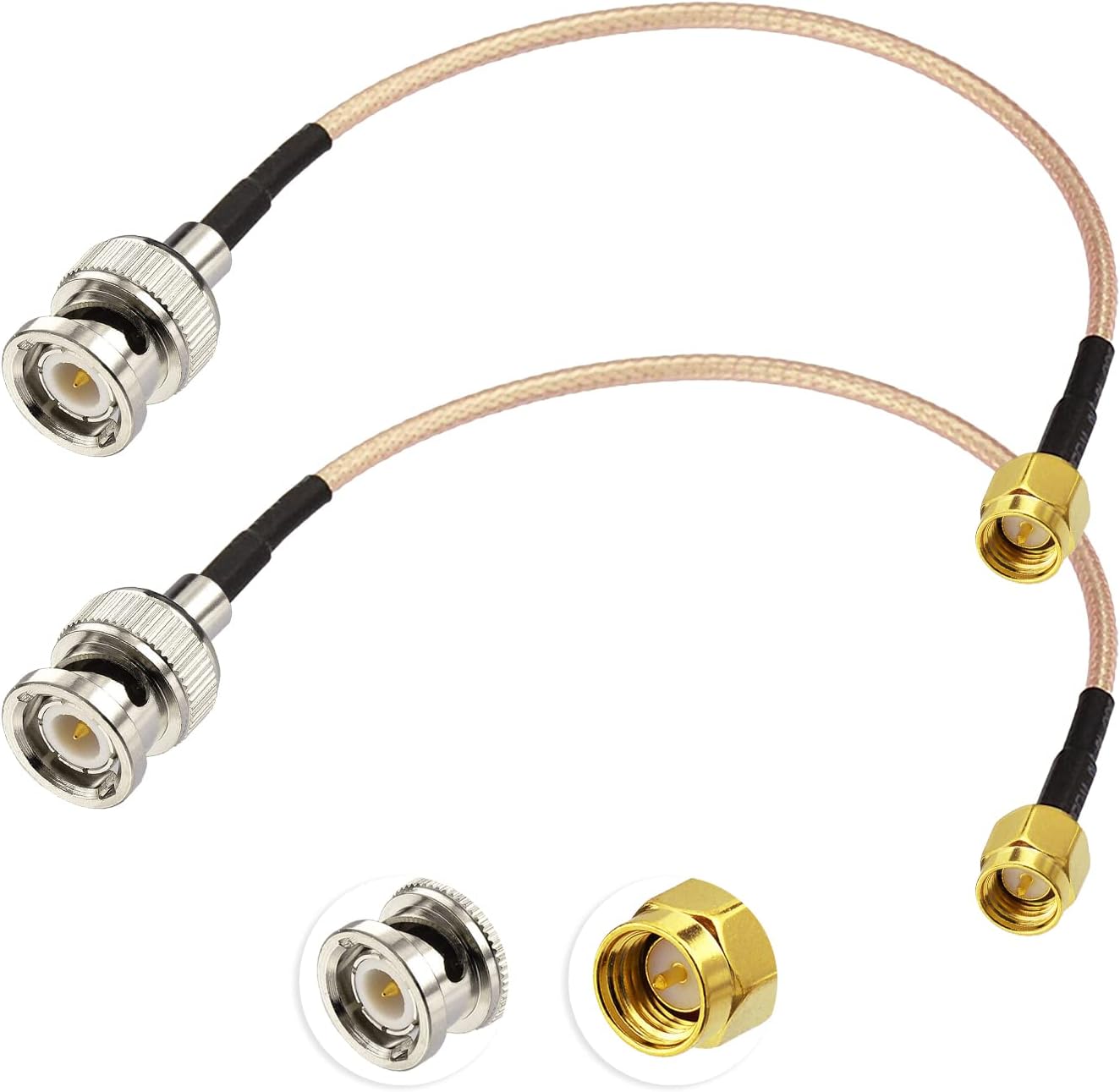 Superbat SMA to BNC Cable SMA Male to BNC Male Coaxial Cable 50 Ohm RG316 Jumper (6inch 2-Pack) for Scanner Antenna Ham Radio Wi-Fi Wireless LAN Devices etc.