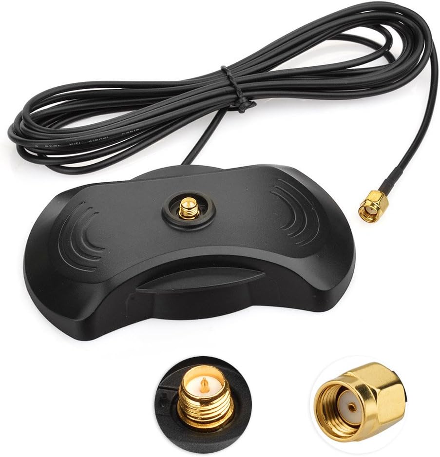 Superbat Wi-Fi Antenna Stand Base with RP-SMA Connector and 10ft Extension Cable, 2 x Powerful Magnets
