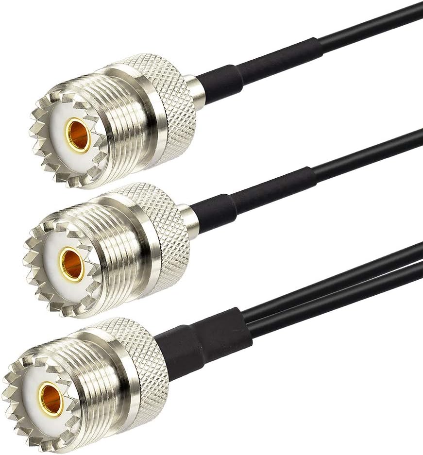 Superbat SO-239 Splitter Cable SO239 to Dual SO239 Low Loss Splitter Cable (12 Inch RG174) for HAM Radio CB Radio Antenna Analyzer Dummy Load SWR Meter