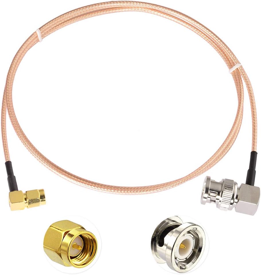 SUPERBAT SMA to BNC Cable Pigtail + Right Angle SMA to BNC Jumper (3ft, 2Pcs) for VHF/UHF Radios and SDRs