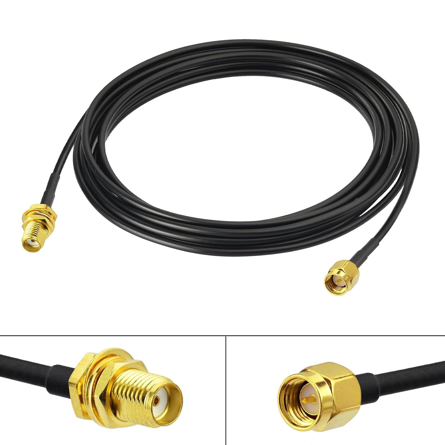 Superbat SMA Male to SMA Female Bulkhead Cable 10ft 50 Ohm Coax Cable for SDR Antenna Ham Radio, 3G 4G LTE Antenna, ADS-B, GPS Meter Radio etc.