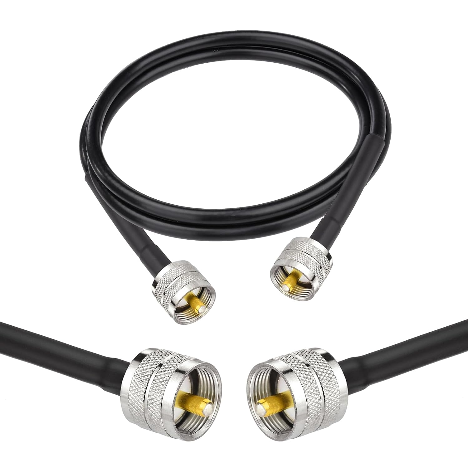 Superbat  RG8x Coaxial Cable, Male to Male PL259 Connectors, Low Loss, Waterproof, Perfect for CB Ham Radio, Antenna Analyzer, Jeep Wrangler CB Installation