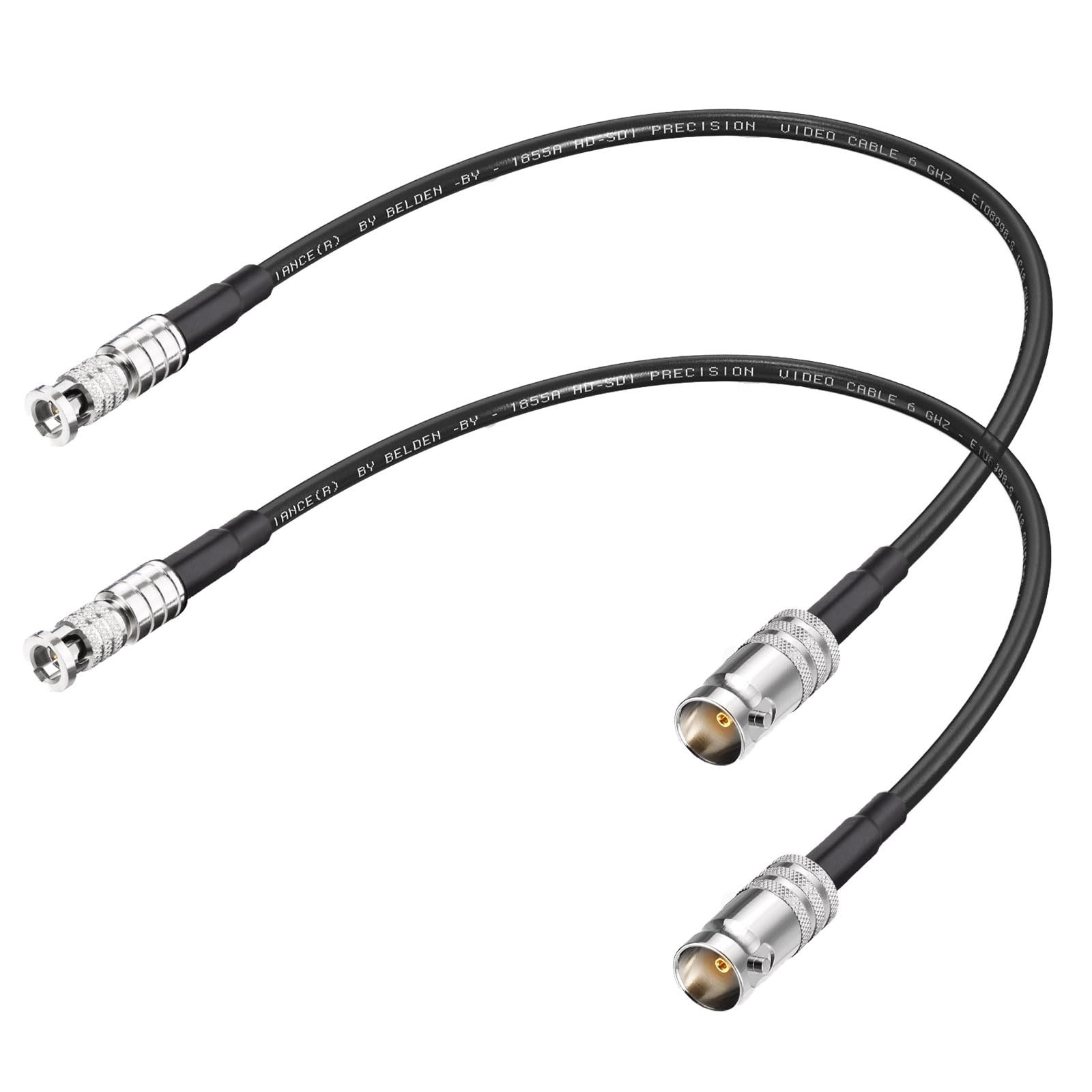 Superbat 75-Ohm BNC Female to HDBNC Male Cable Belden 1855A,3G/6G/12G-SDI Support, for Blackmagic Video Assist Monitor Professional Cameras and Video Switchers (12inch,2-Pack)