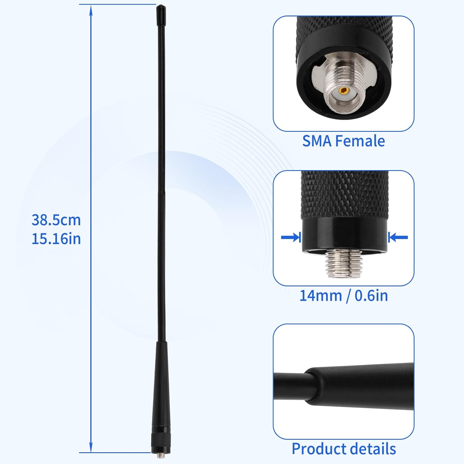 Superbat Dual Band 136-174 400-470MHz UHF VHF Radio Antenna SMA Female Whip Walkie Talkie Antenna Compatible with Baofeng UV-5R Retevis Aliunce HD1 Arcshell AR-5 Two Way Radio