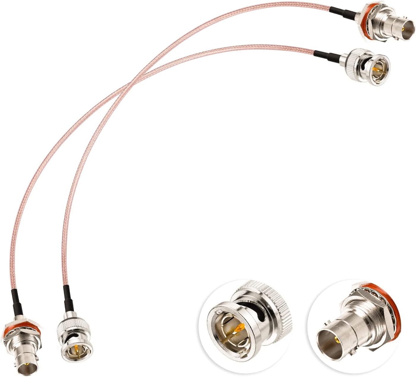 Superbat 12inch 2-Pack 75 Ohm BNC Male to BNC Female Bulkhead Cable for HD 3G SDI Recorder Camera Monitor Converter, SDI Video Cable