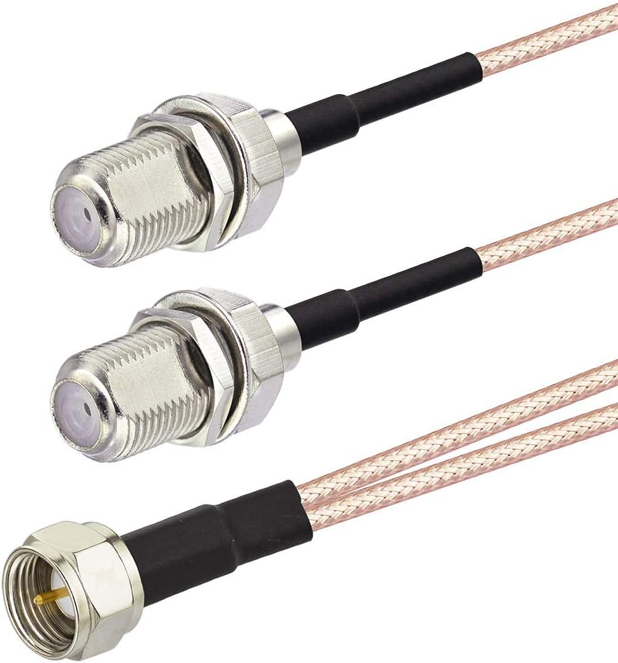 Superbat F-Type Splitter Cable F Male to F Dual Female Coax Splitter Cable V-Type F Type TV Splitter Cable Satellite 75ohm