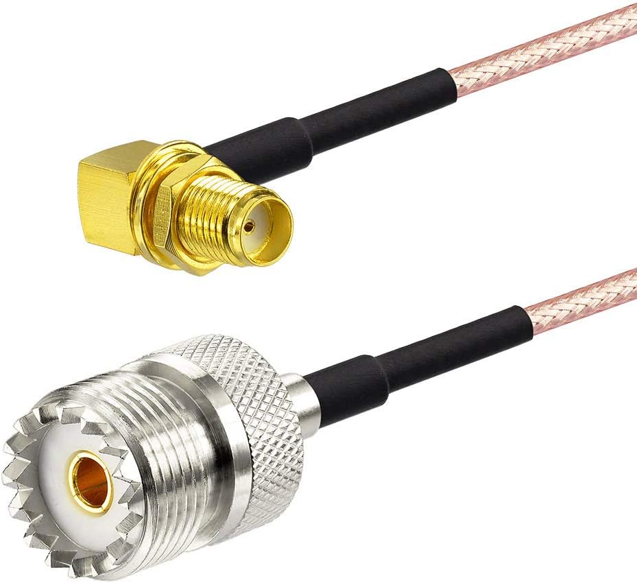SUPERBAT SO239 to SMA Cable UHF Female SO-239 to SMA Female Right Angle Cable 12" for RF Applications/CB Radio/Handheld Radio Antenna/Walkie Talkie etc Pack of 2