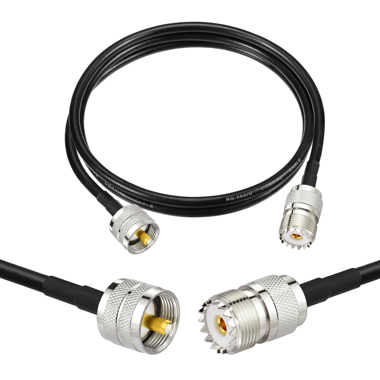 Superbat UHF CB Coax Cable , PL-259 UHF Male to Female Low Loss RG58 Jumper Cable CB Radio Cable for Antenna Switch, Antenna Analyzer, Dummy Load, SWR Meter etc., Black