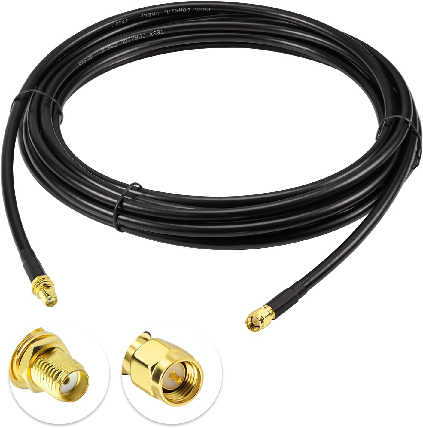 Superbat SMA Male to SMA Female Bulkhead RF Coaxial Cable RG8X Cable 15ft + 3pcs RF Coax SMA Adapter Kit for SDR Antenna Ham Radio,3G 4G LTE Antenna,ADS-B,GPS etc.