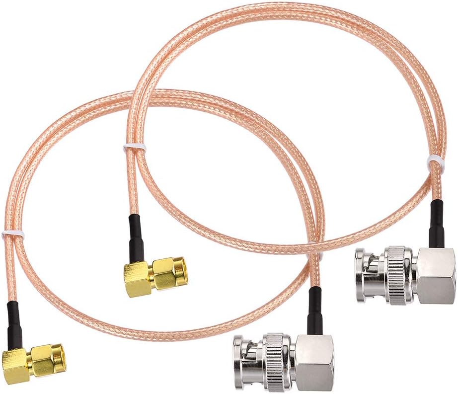 SUPERBAT SMA to BNC Cable Pigtail,SMA Male 90-Degree to BNC Male Adapter Right Angle Using RG316 Jumper RF Coaxial Cable, 20Inch 2Pcs
