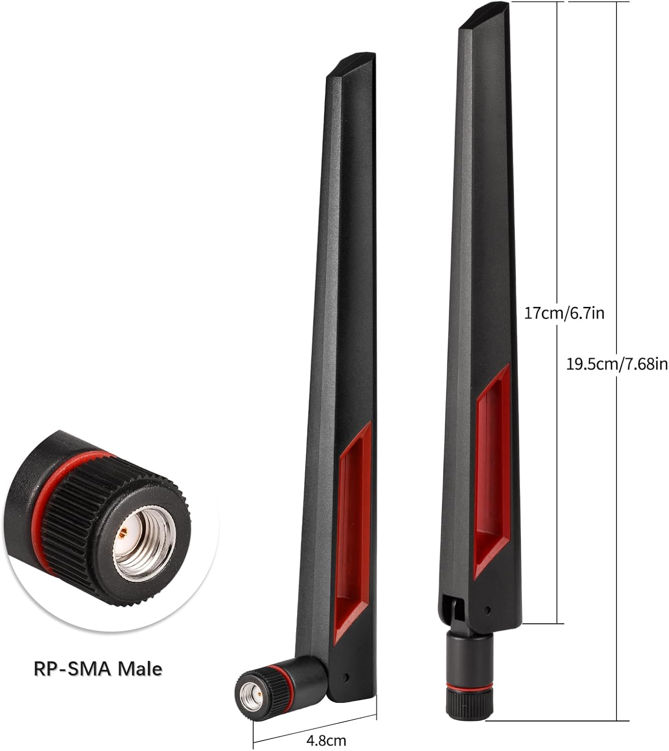 Superbat WiFi 6 6E Tri-Band Antenna 2.4GHz 5GHz 6GHz RP-SMA Male Omni-Directional Antenna - 2-Pack for Router PC Desktop PCIe WiFi Card IP Security Cameras USB Adapter